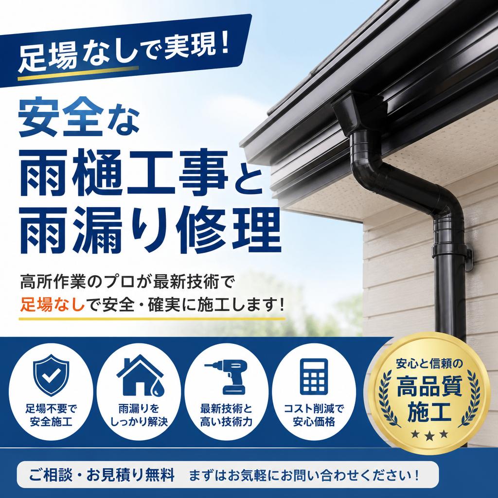 【大東市】足場なしで実現！安全な雨樋工事と雨漏り修理