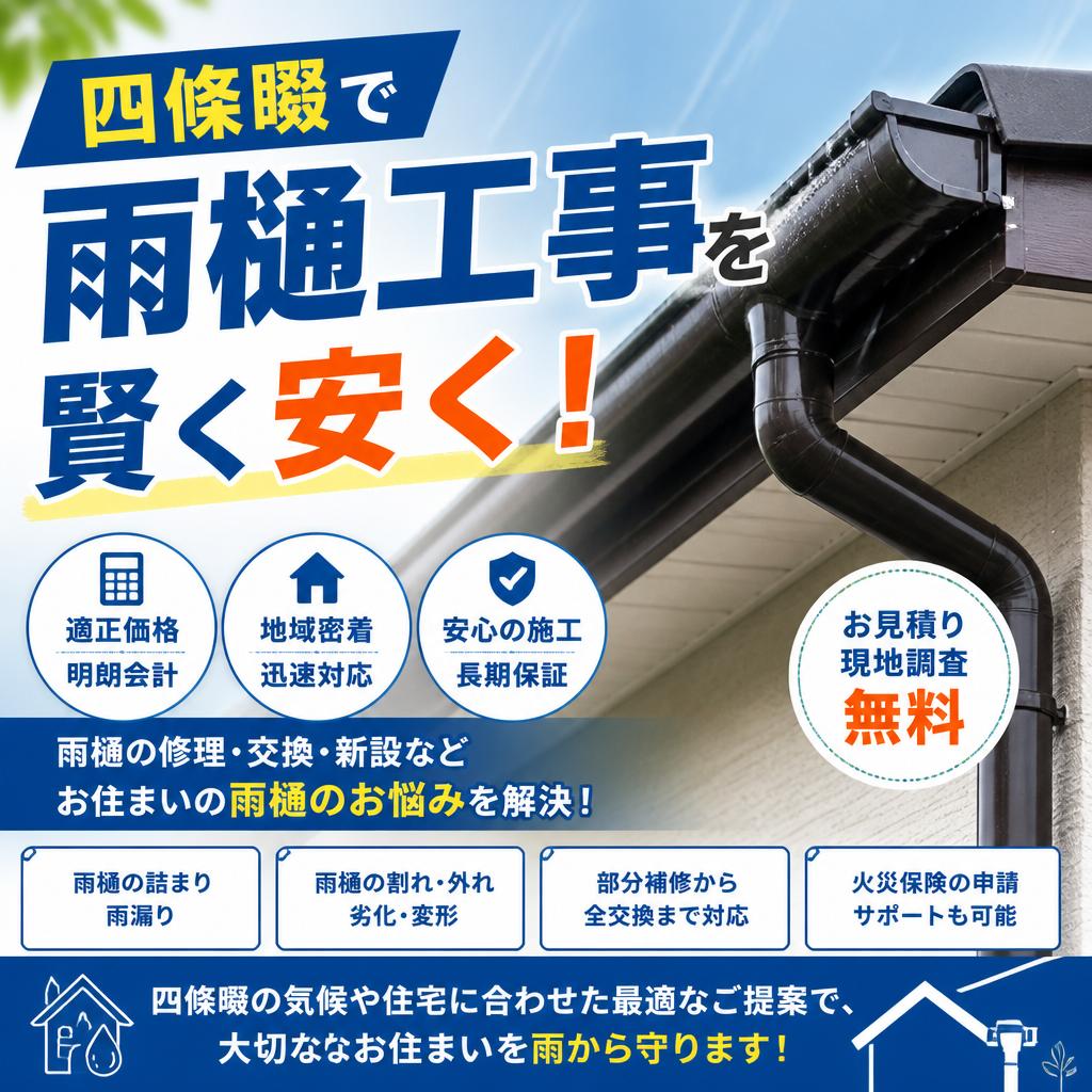 四條畷で雨樋工事はお任せください！（交換・清掃・点検）