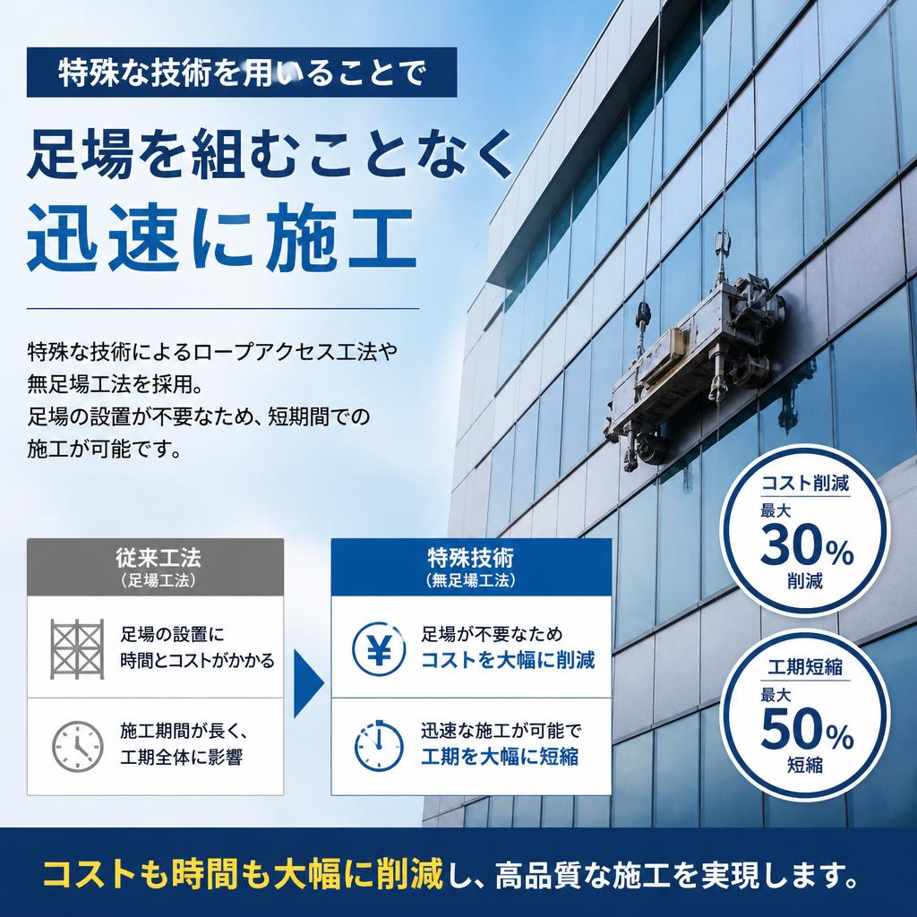 足場なしでの施工が可能な理由