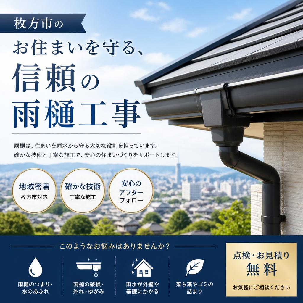 枚方市のお住まいを守る、信頼の雨樋工事