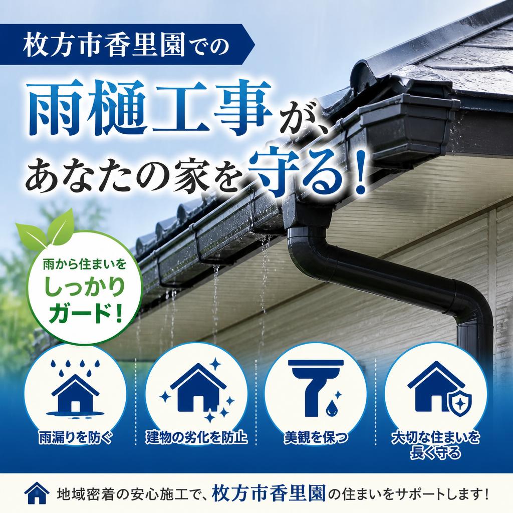 枚方市香里園での雨樋工事は専門店にお任せください！