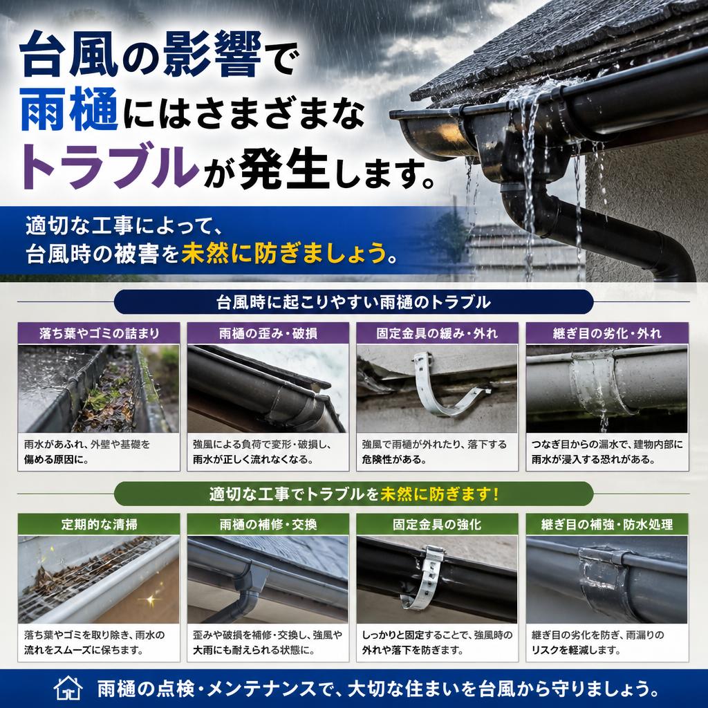 台風対策としての雨樋工事
