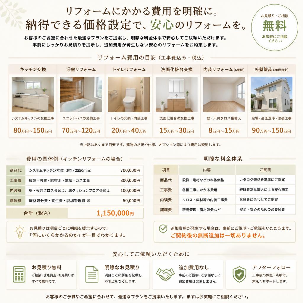 リフォーム費用の透明性