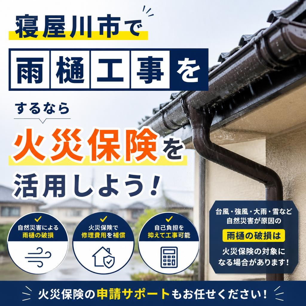 寝屋川市で雨樋工事は火災保険は使える？