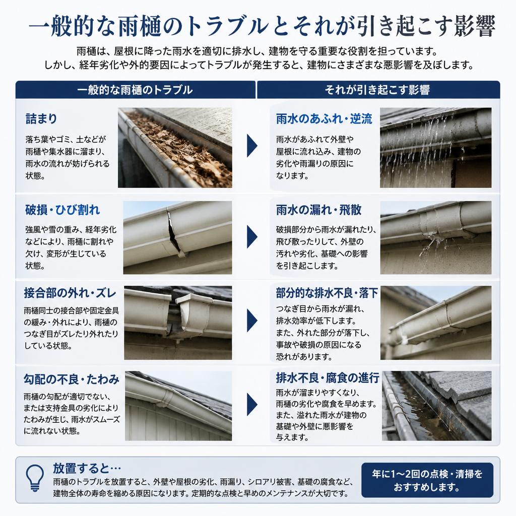 2. よくある雨樋のトラブル