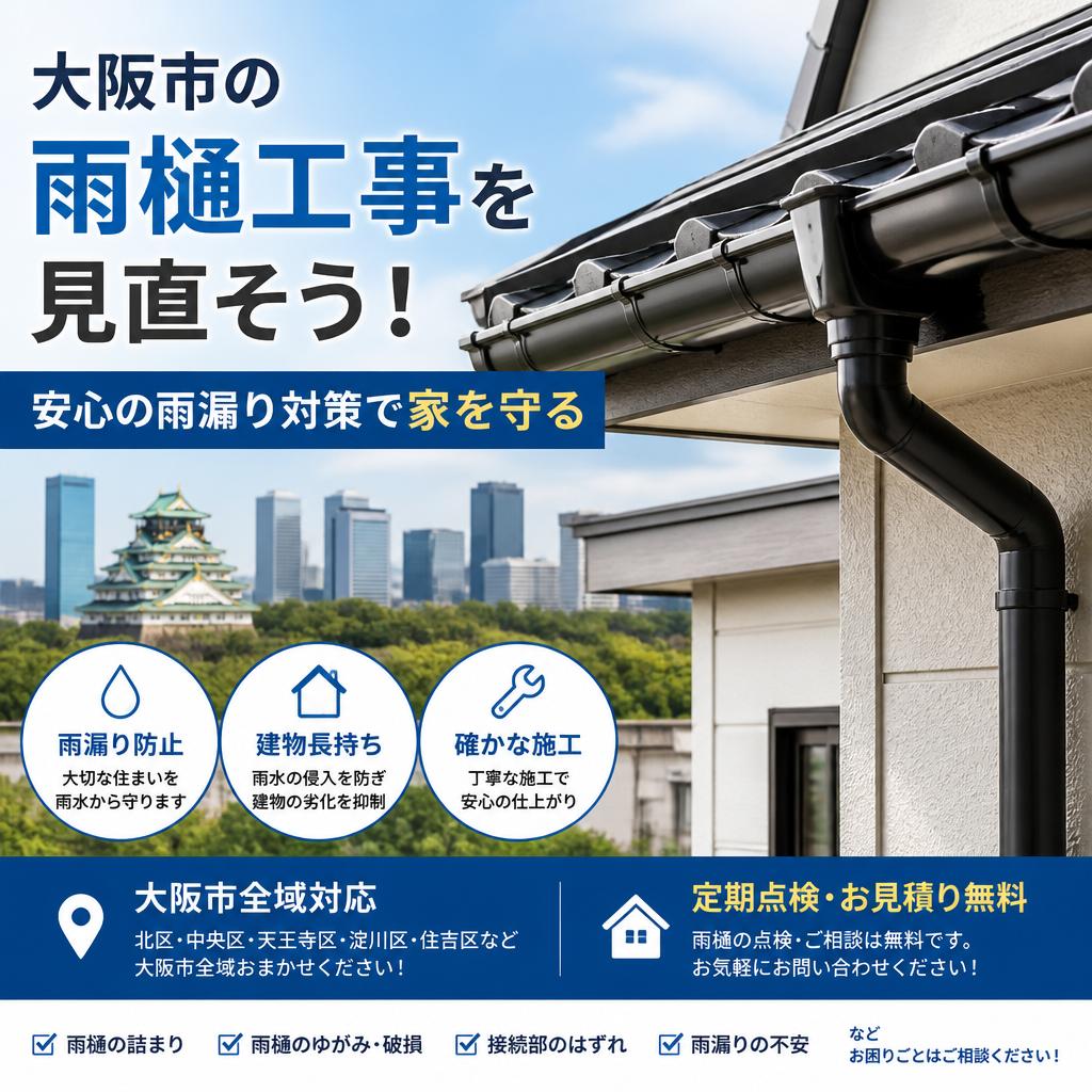 大阪市の雨樋工事は専門店にお任せください！（交換・清掃・点検）