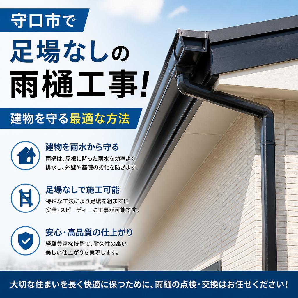 守口市で足場なしの雨樋工事！（清掃・交換・点検）